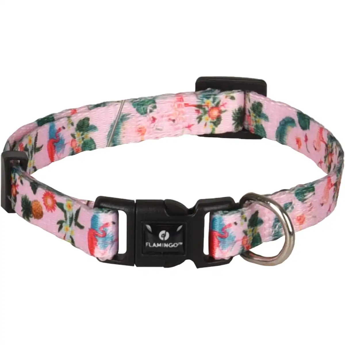 COLLAR PARA PERRO FLAMINGO SERA - ROSA CON FLAMENCOS 40-55 CM