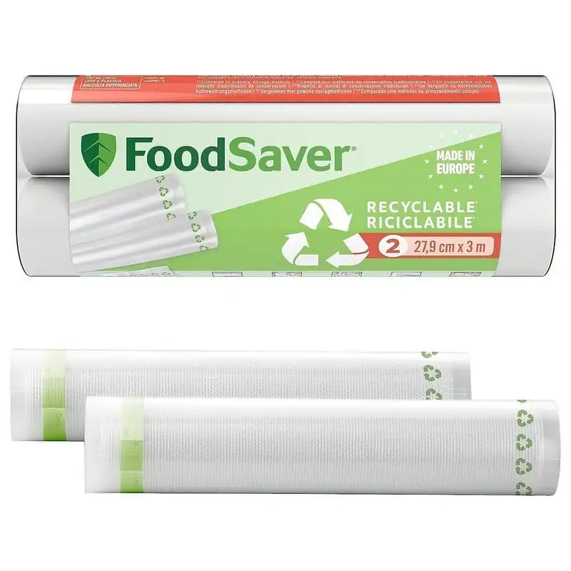 FoodSaver FSRE2802X-01 Pack de 2 Rollos para Envasar al Vacío 27.9cm x 3m