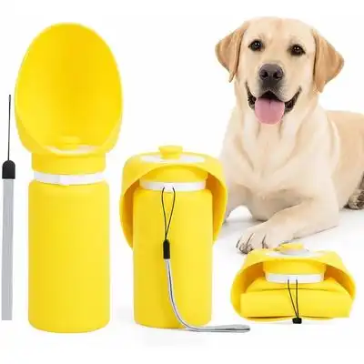 HausPets Botella agua plegable silicona perros, 550 ml, BPA, prueba fugas - AMARILLO - HausPets - Comparador de precios