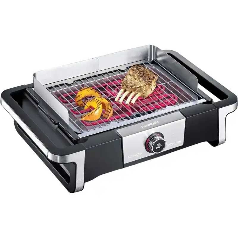 Severin PG 8114 Senoa Digital Boost Barbacoa con Grill 3000W Negro