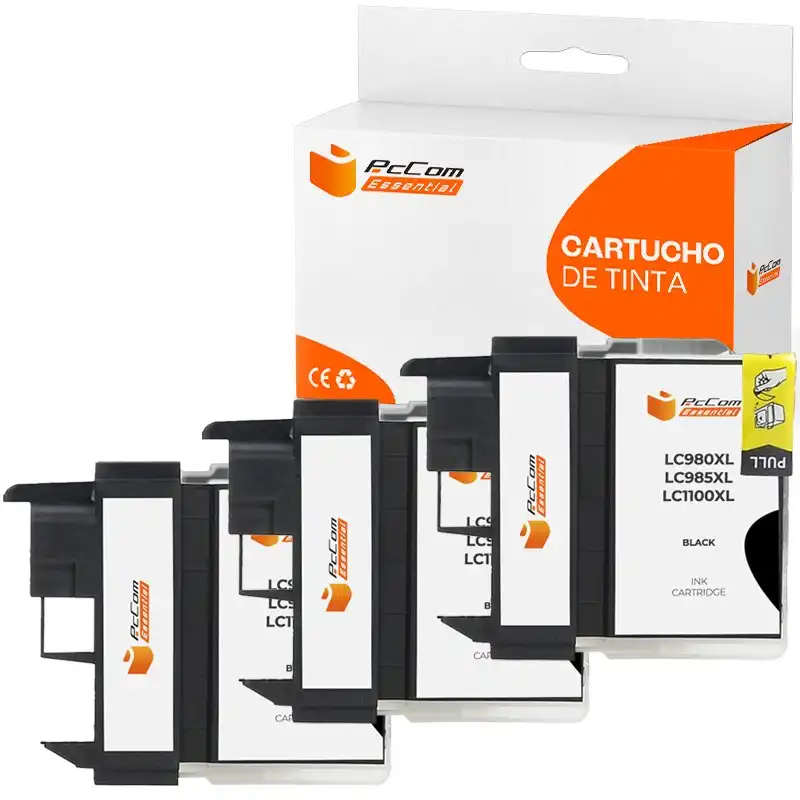 Pccom Essential Brother Lc980xl/lc1100xl/lc985xl Cartucho Tinta Compatible Negro Pack 3