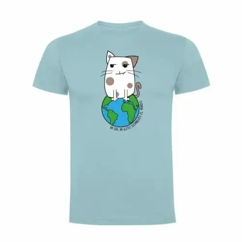 Camiseta hombre "Un día mi gato dominará el mundo" color Azul