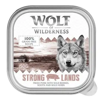 Wolf of Wilderness Adult 6 x 150 g en minitarrinas - Strong Lands, con cerdo - Wolf of Wilderness - Comparador de precios