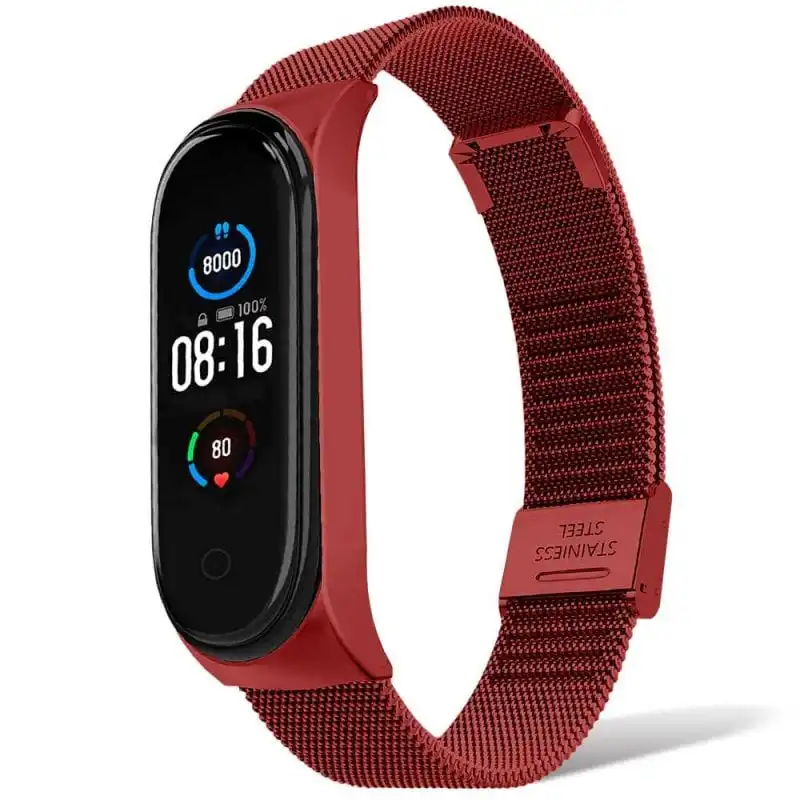 OcioDual Correa de Metal Roja para Xiaomi Mi Smart Band 5/6