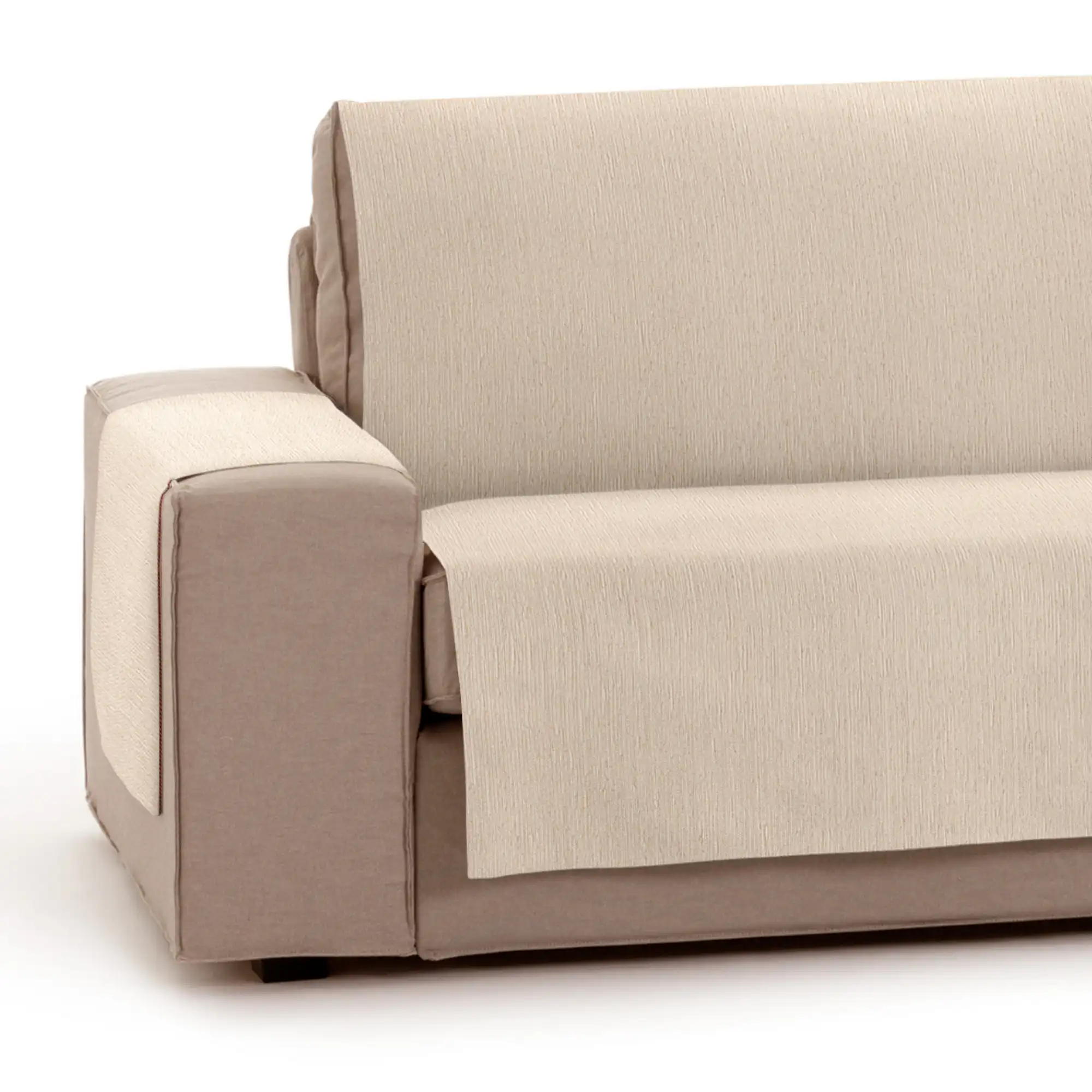 Vipalia Protector Funda Sofa. Cubresofa. Chenilla Lisa. Diseño Elite. Color Marfil. 4 Plazas