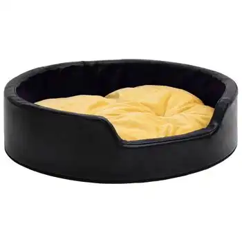 Cama De Perros Felpa Cuero Sintético Negro Amarillo 90x79x20 Cm Vidaxl