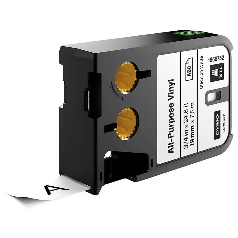 Dymo 1868752 Cinta de Vinilo Adecuado para XTL 19mm Negro/Blanco
