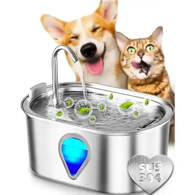 IntiMeg Fuente de agua para gatos de acero inoxidable de 3,2 litros - Una pieza - IntiMeg - Comparador de precios