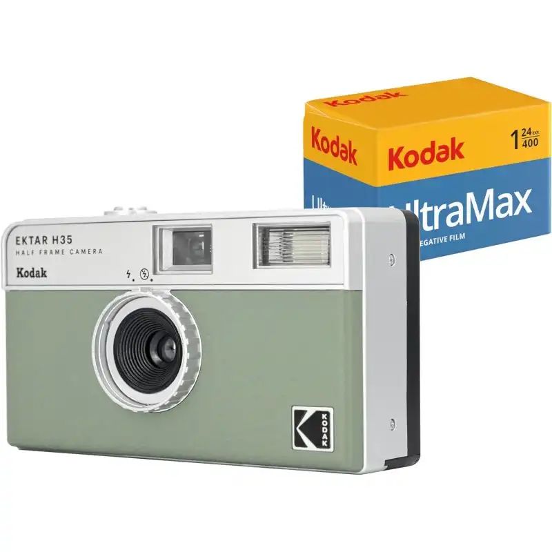 Kodak RK0110 Kit Kodak EKTAR H35 Cámara de Película Verde + Película 35mm Half Frame