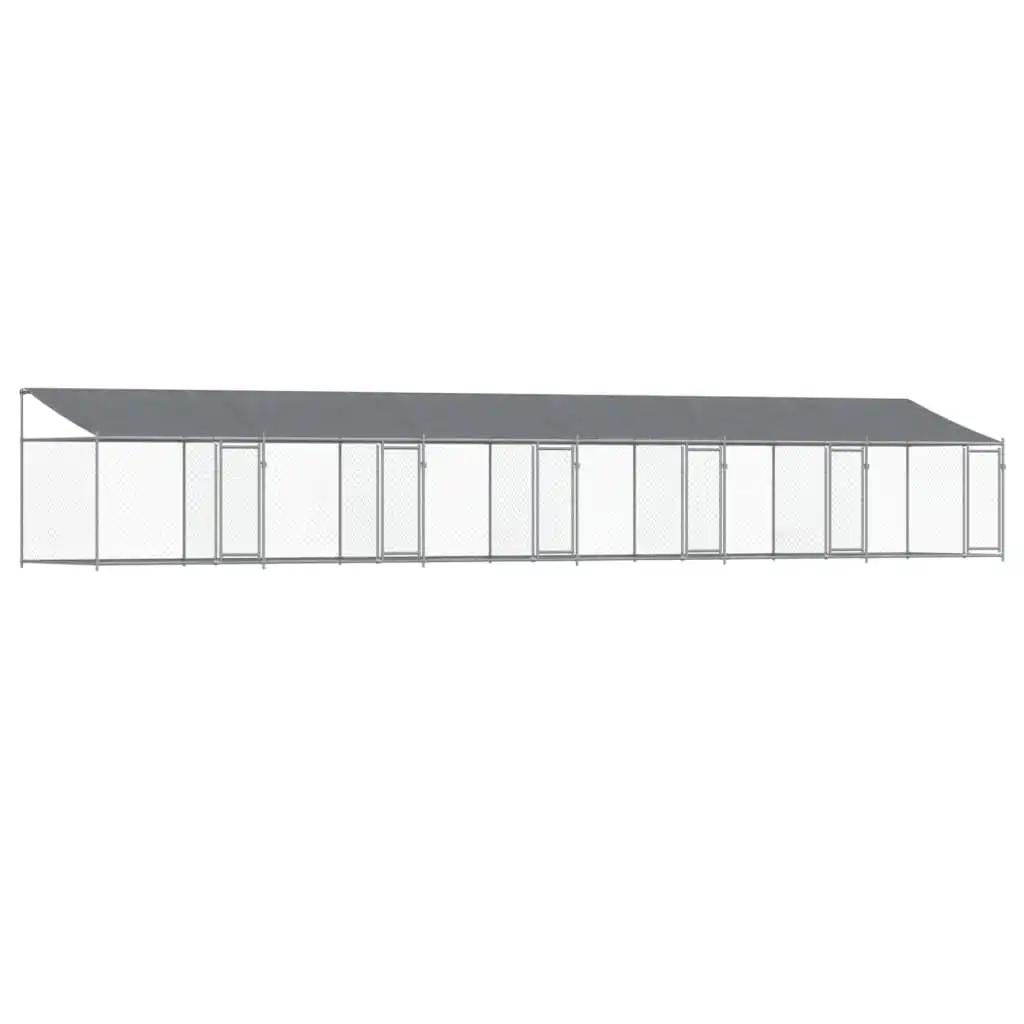 vidaXL Jaula de perros techo y puertas acero galvanizado gris 8x2x2 m