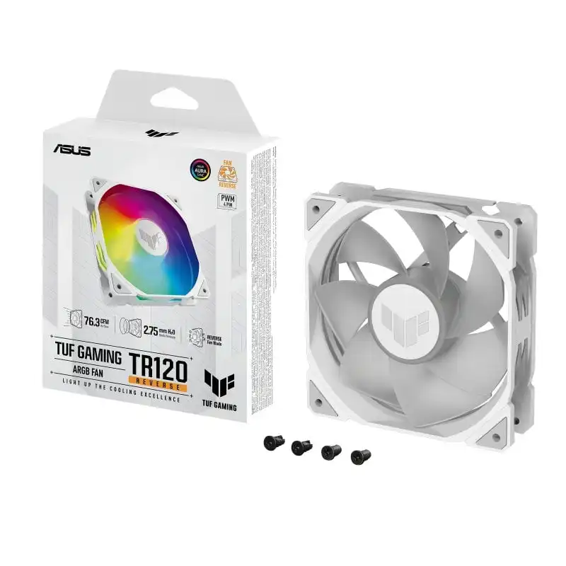 ASUS TUF Gaming TR120 ARGB Reverse Fan Single Pack Ventilador Suplementario 120mm Blanco