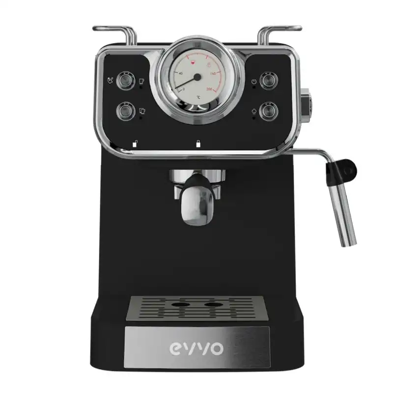 Evvo Retro Cafetera Espresso Intensa con Brazo Doble 15 Bares 1.5L Negro