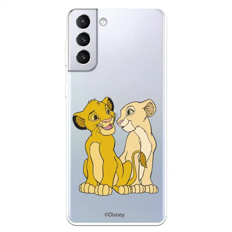 Funda Oficial de Disney Simba y Nala Silueta El Rey León para Samsung Galaxy S21 Plus