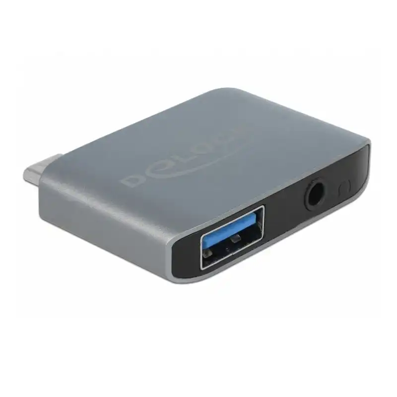Delock 63965 Adaptador de Audio USB Tipo-C Macho a Jack 3,5 mm Hembra + USB 3.0 A Hembra