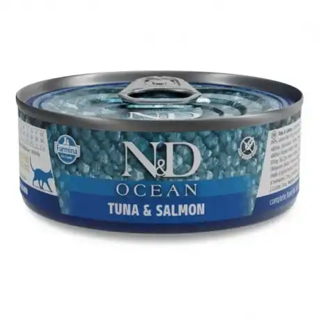 Farmina ND Ocean Comida Húmeda para Gatos con Atún y Salmón, 24 x 70 Gr - Farmina - Comparador de precios
