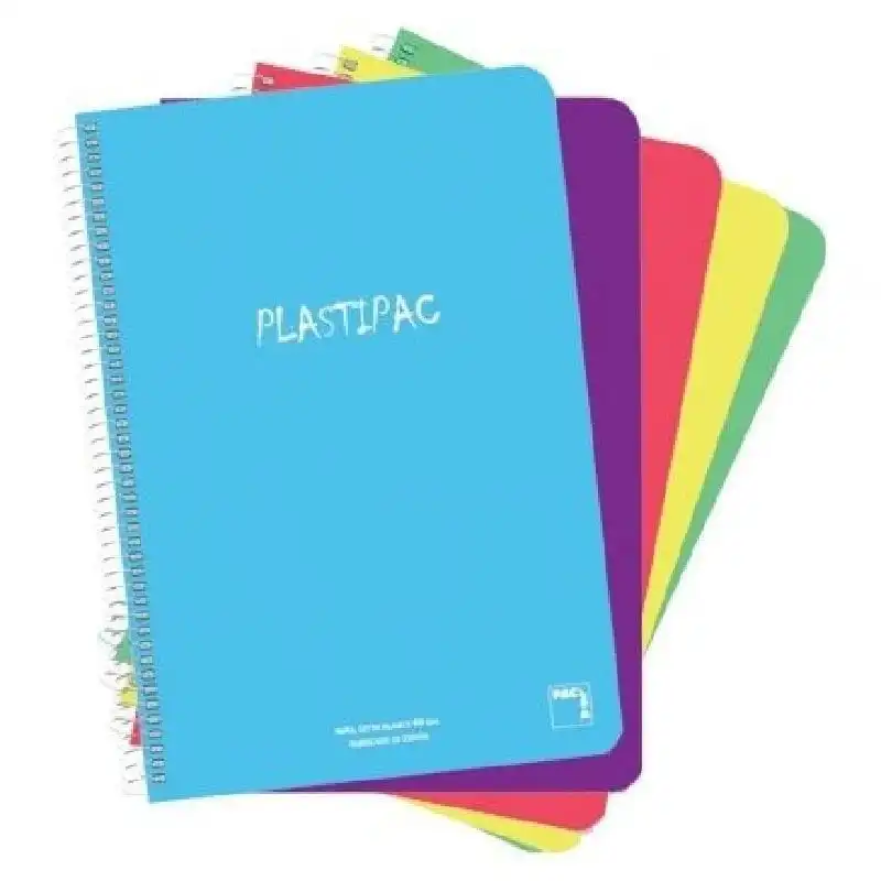Sam Plastipac Pack 5 Cuadernos con Espiral Liso 80 Hojas Colores Surtidos
