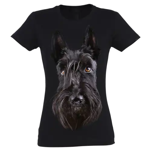 Camiseta Mujer Terrier Escocés color Negro