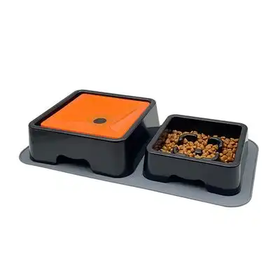 IntiMeg Juego de comederos de alimentación lenta perros gatos + alfombrilla - Fregadero cuadrado doble + alfombra - IntiMeg - Comparador de precios