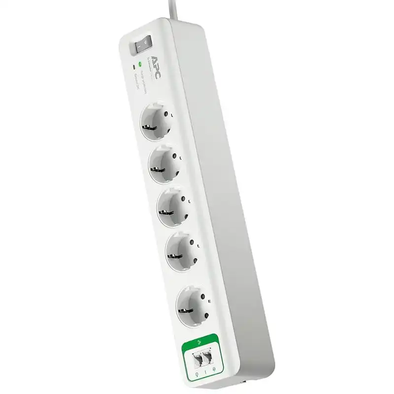 APC Essential SurgeArrest Protección contra Sobretensiones 5 Tomas 230V Protección Teléfono Blanco