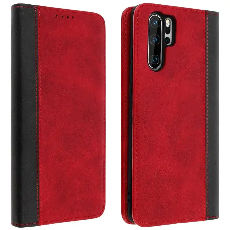 Avizar Funda Cartera Función Soporte Bicolor Roja para Huawei P30 Pro