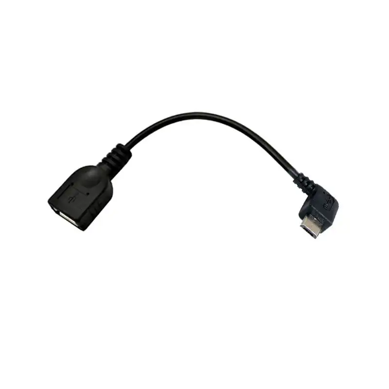 Cable MicroUSB OTG B/M-A/H Acodado 15cm Negro