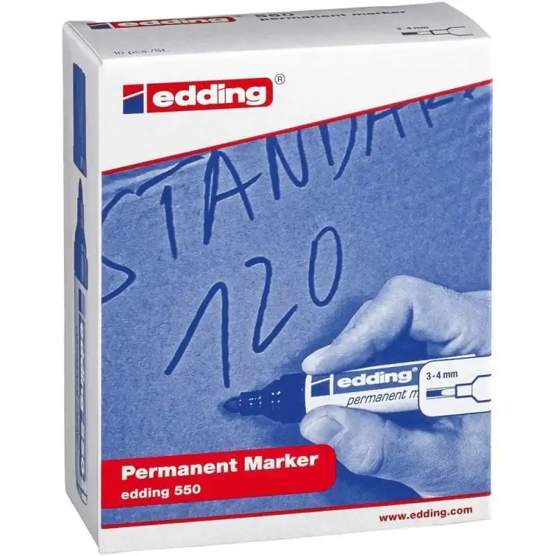 Edding 550 Caja 10 Rotuladores Permanentes Punta Redonda Rojo