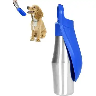 HausPets Botella agua perros 750 ml, comedero plegable facilitar transporte - Azul oscuro - HausPets - Comparador de precios