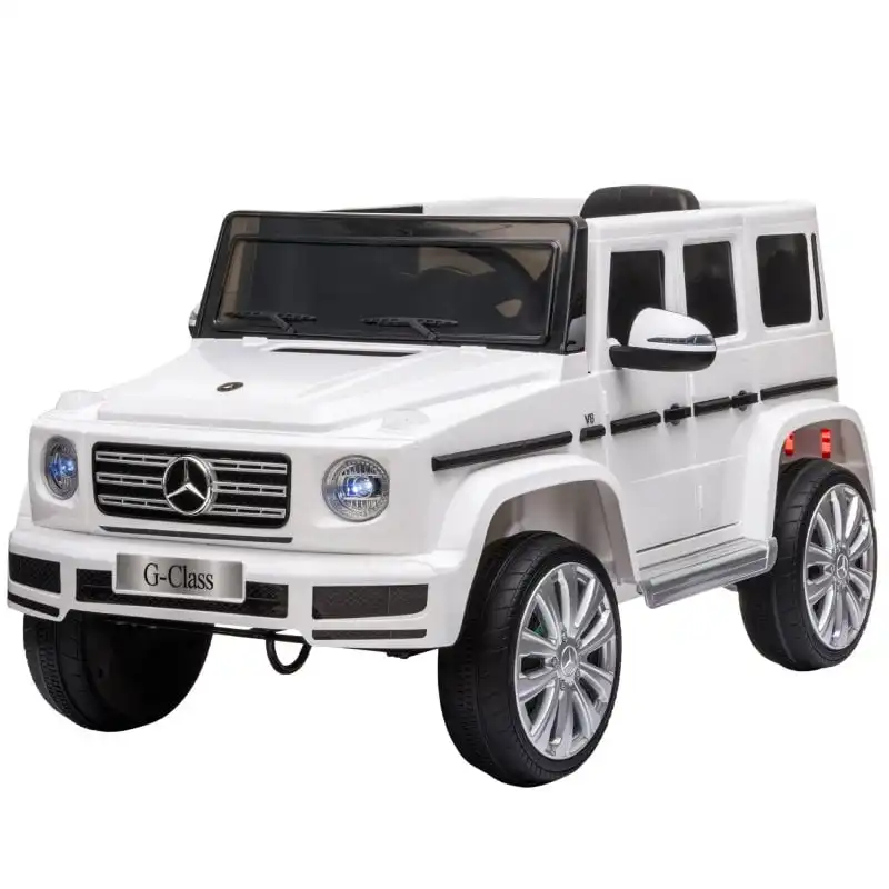 Homcom Coche Eléctrico Para Niños De +3 Años Benz G500 Carga 30 Kg Blanco