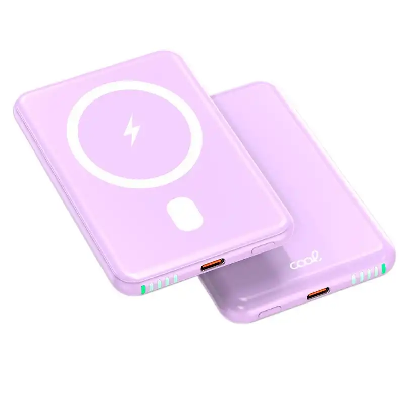 Cool Batería Externa Universal MAGNÉTICA Power Bank Qi 5000 mAh Violeta