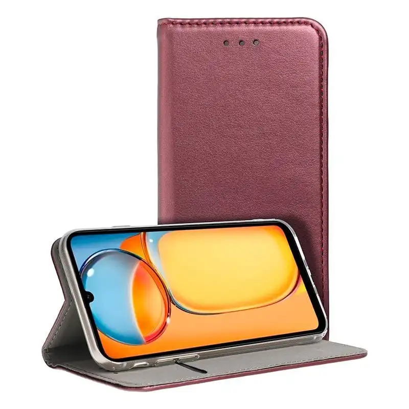 Cool Funda Flip Cover Liso Burgundy para Xiaomi Redmi 13C/13C 5G/POCO C65