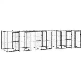 Perrera De Exterior | Jaula Para Perro | Parque Para Mascotas De Acero Con Techo 16,94 M² Cfw783922