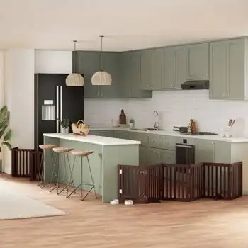 Puerta De Perros Plegable 12 Paneles Madera Álamo Marrón 600 Cm