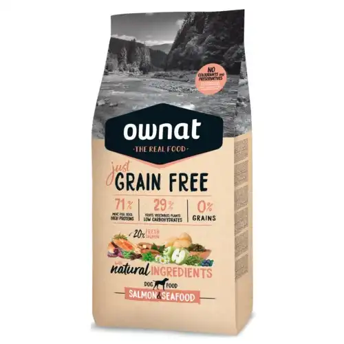 Ownat Just Grain Free Salmón y Mariscos pienso para perros