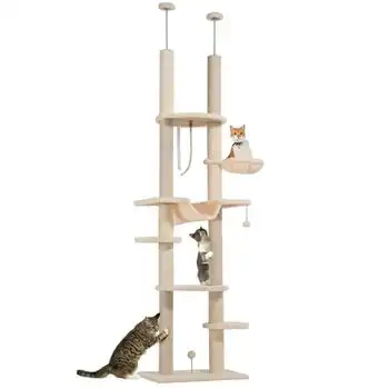 Árbol Para Gatos De Aglomerado De Madera 60x44x225-255cm-pawhut.beige