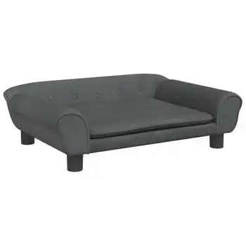 Cama Para Perros De Terciopelo Gris Oscuro 70x48x22 Cm Vidaxl