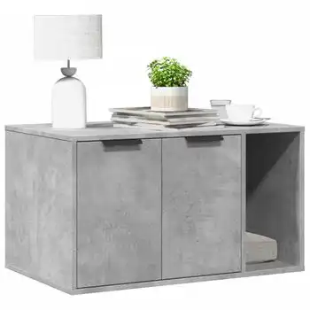 Mueble Arenero Para Gatos Madera Gris Hormigón 80x50x45 Cm