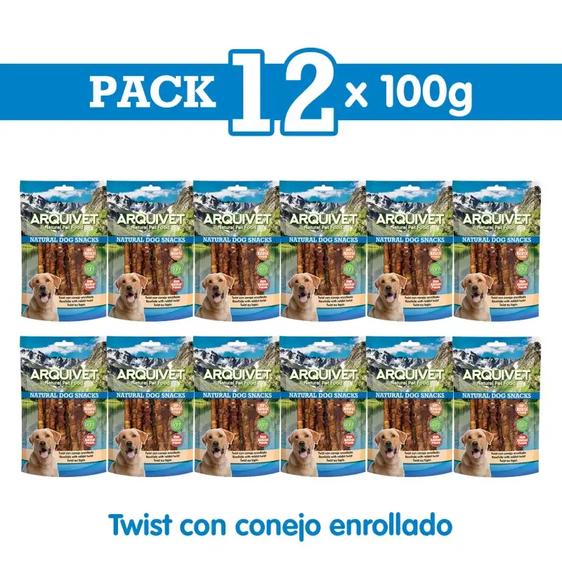 Twist con conejo enrollado - 100gr Snack para perros, Unidades 12 unidades