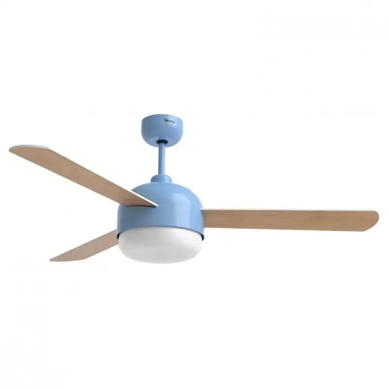 Universal Blue Vento Ventilador de Techo WiFi con Luz LED y Mando Aspas Reversibles 70W Azul/Madera/Blanco