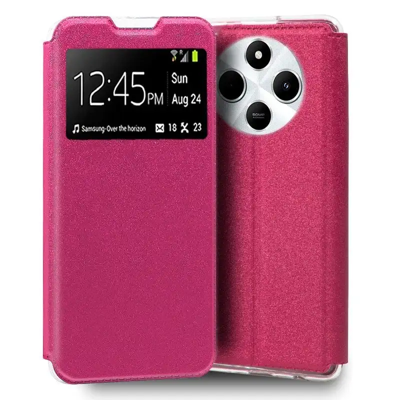 Cool Funda Flip Cover Liso Rosa para Xiaomi Redmi 14C