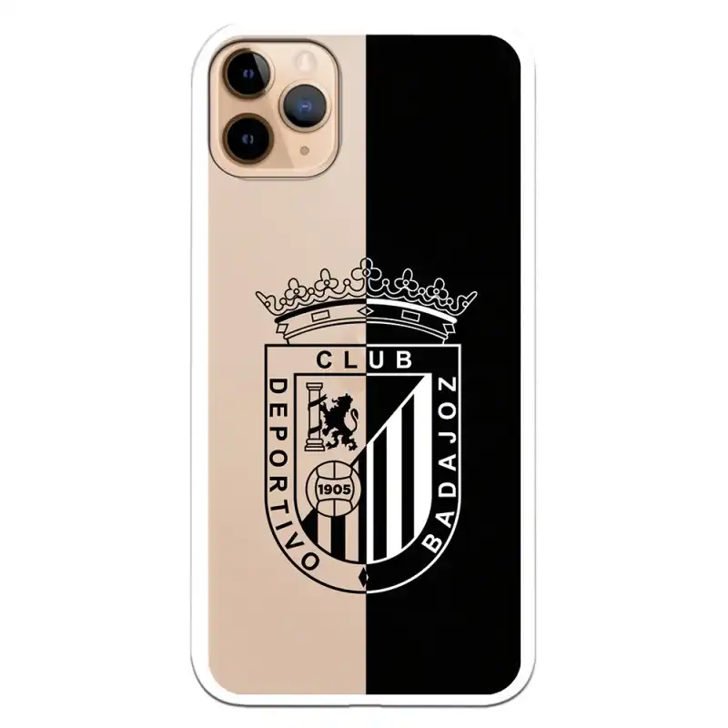 Funda Licencia Oficial Club Deportivo Badajoz Escudo Fondo Negro y Transparente para iPhone 11 Pro Max