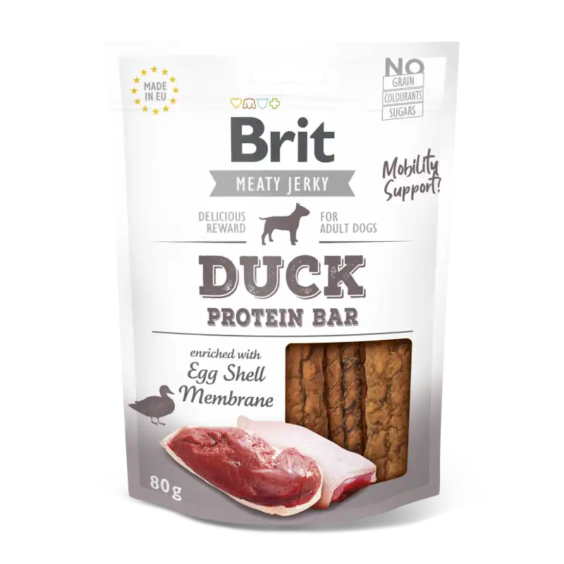 Brit jerky snack protein bar pato premios para perro, Peso 80 Gr