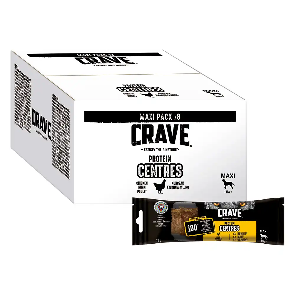 Crave Protein Centres Maxi snacks para perros grandes - 8 x 72 g - Pollo