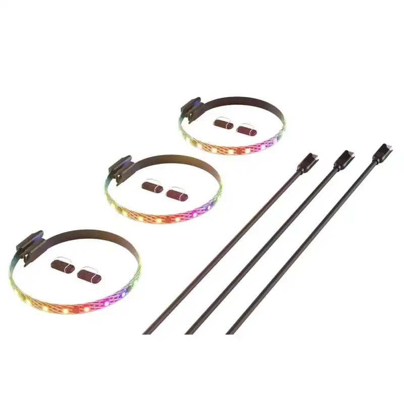 Hyte Tiras LED RGB Negras Pack 3 - 30cm Negro