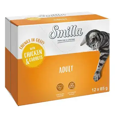 Smilla Bocaditos con verduras 48 x 85 g en oferta: 40 + 8 ¡gratis! - Adult con pollo y zanahorias - Smilla - Comparador de precios