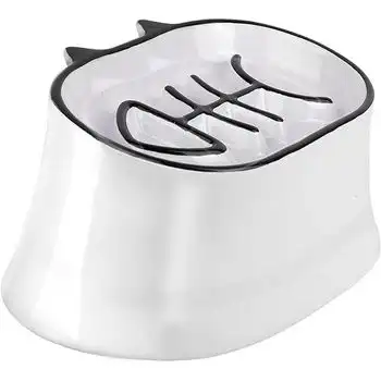 Y Yhy Cuenco Para Gatos Con Alimentación Lenta, Cuenco Elevado De Cerámica Para Comida Para Gatos De 17.8 Cm, Blanco