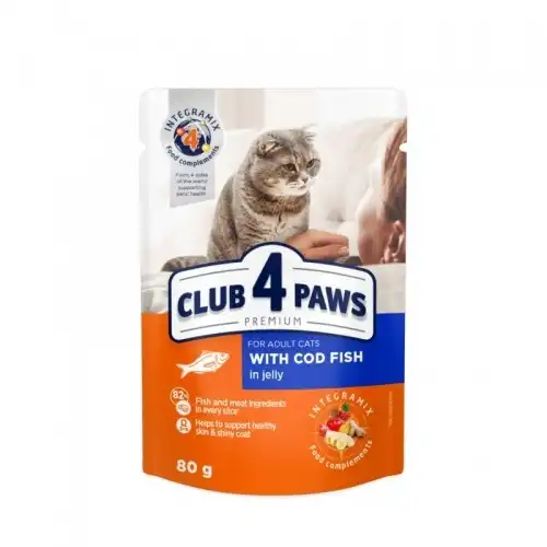 CLUB 4 PAWS Premium pienso húmedo sabor bacalao para gatos