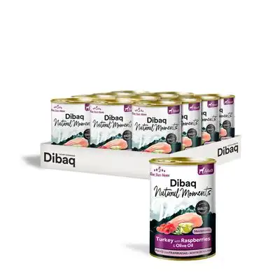 Dibaq Natural Moments Lata Pavo con Frambuesas para perro - 380 g - Dibaq - Comparador de precios