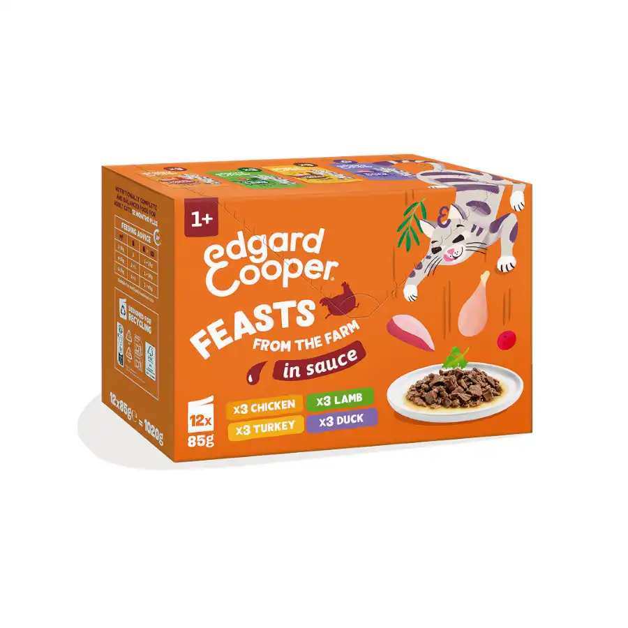 Edgard & Cooper Festines de la Granja sobre en salsa para gatos 12 x 85 g - Edgard & Cooper - Comparador de precios