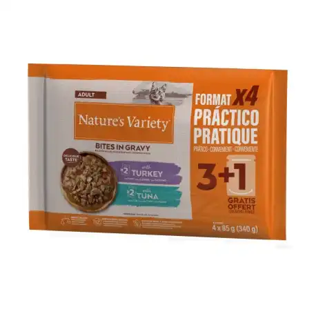 Nature’s Variety Bocaditos de Pavo y Atún Sobre en Salsa para gatos - Pack 4 - Natures Variety - Comparador de precios