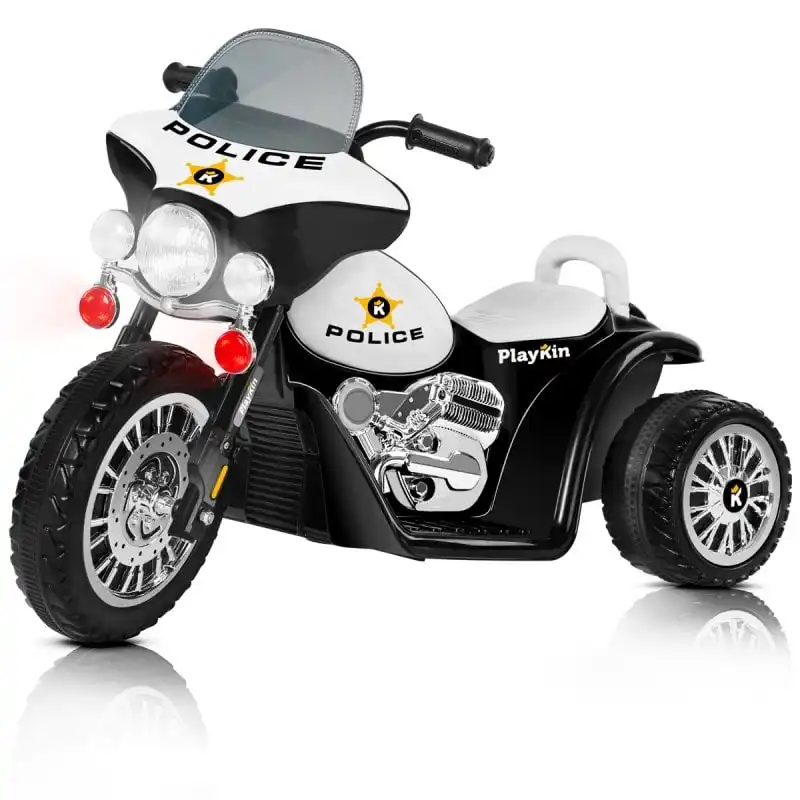 Playkin Moto Eléctrica Police 6V Blanco/Negro